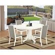Pemberly Row 5-Piece Wooden Dining Set in Linen White and Shitake Upholstery