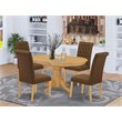 Pemberly Row 5-Piece Oval Wood Dining Set in Oak with Dark Coffee Chairs
