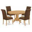 Pemberly Row 5-Piece Oval Wood Dining Set in Oak with Dark Coffee Chairs