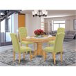 Pemberly Row 5-Piece Wood Dining Set with Oval Table in Oak & Lime Green