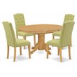 Pemberly Row 5-Piece Wood Dining Set with Oval Table in Oak & Lime Green