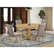 Pemberly Row 5-Piece Wood Dining Set with Oval Table in Oak & Dark Khaki