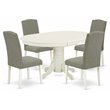 Pemberly Row 5-Piece Wood Dining Set in Linen White and Dark Shitake