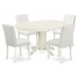Pemberly Row 5-Piece Wood Dining Set with White PU Leather Chairs