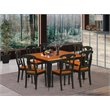 Pemberly Row 9-Piece Dining Set with Wood Seats in Black & Cherry Finish