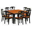 Pemberly Row 9-Piece Dining Set with Wood Seats in Black & Cherry Finish