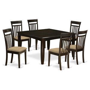 pemberly row 7-piece dining set with fabric seat in cappuccino finish
