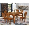 Pemberly Row 7-Piece Dining Set Wood Seat in Saddle Brown