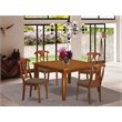 Pemberly Row 5-Piece Saddle Brown Dining Set with Fabric Seat Chairs