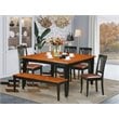 Pemberly Row 6-Piece Wood Dining Set with Faux Leather Seat in Black
