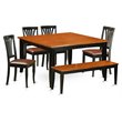 Pemberly Row 6-Piece Wood Dining Set with Faux Leather Seat in Black