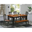 Pemberly Row 6-Piece Wood Dining Table Set with Leather Seats in Black/Cherry