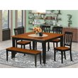 Pemberly Row 6-Piece Wood Dining Room Set with Wood Seats in Black/Cherry