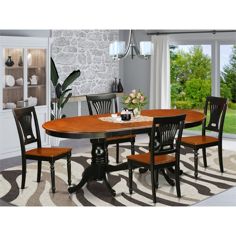 Pemberly Row 5-Piece Wood Dining Set in Black and Cherry Finish