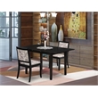 Pemberly Row Rectangular 3-Piece Dining Set Faux Leather Black Finish