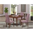 Pemberly Row 5-Piece Wood Dining Set with Mahogany Finish and Linen Upholstery