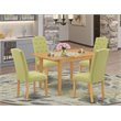 Pemberly Row 5-Piece Wood Dining Set with Oak Finish and Linen Upholstery