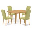 Pemberly Row 5-Piece Wood Dining Set with Oak Finish and Linen Upholstery