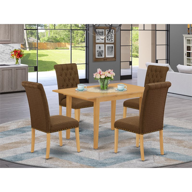 Pemberly Row 5-Piece Wood Dining Set in Oak with Dark Coffee Finish