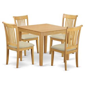 Pemberly Row 5-Piece Wood Dinette Table Set in Oak Finish