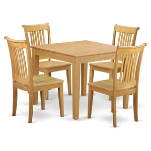 Pemberly Row 5-Piece Solid Wood Table with Oak Dining Chairs
