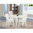 Pemberly Row 5-Piece Rubber Wood Dining Set with Linen Seat in White