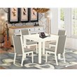 Pemberly Row 5-Piece Wood Dining Table Set in Linen White with Khaki Seats