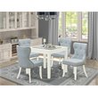 Pemberly Row 5-Piece Wood Dining Room Set in Linen White and Baby Blue