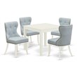 Pemberly Row 5-Piece Wood Dining Room Set in Linen White and Baby Blue