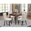 Pemberly Row 5-Piece Wood Dining Table and Chairs in Mahogany and Doeskin