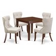 Pemberly Row 5-Piece Wood Dining Table and Chairs in Mahogany and Doeskin
