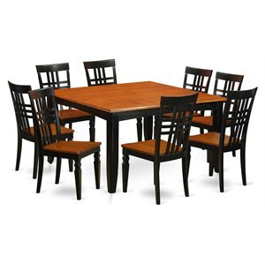 Pemberly Row 9-Piece Wood Dining Set with Butterfly Leaf in Black and Cherry