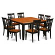 Pemberly Row 9-Piece Wood Dining Set with Butterfly Leaf in Black and Cherry