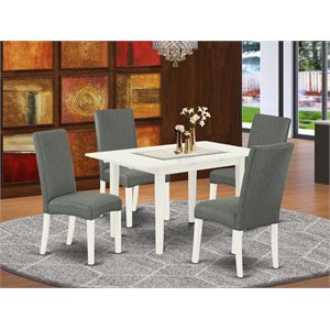 Pemberly Row Rectangular 5-Piece Wood Dining Table Set in Linen White