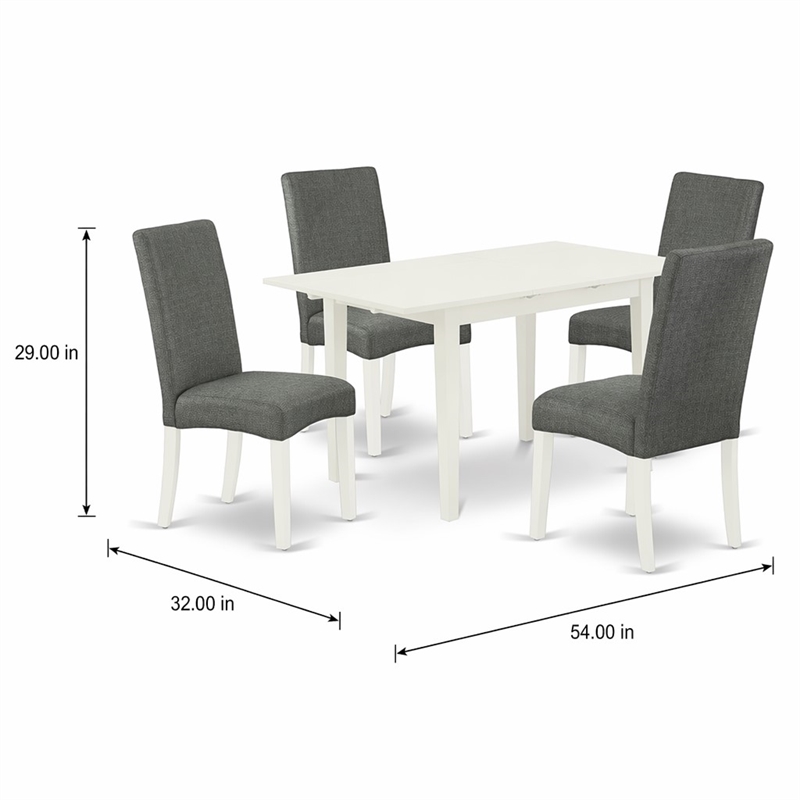 Pemberly Row Rectangular 5-Piece Wood Dining Table Set in Linen White