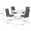 Pemberly Row Rectangular 5-Piece Wood Dining Table Set in Linen White