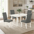 Pemberly Row Rectangular 5-Piece Wood Dining Table Set in Linen White