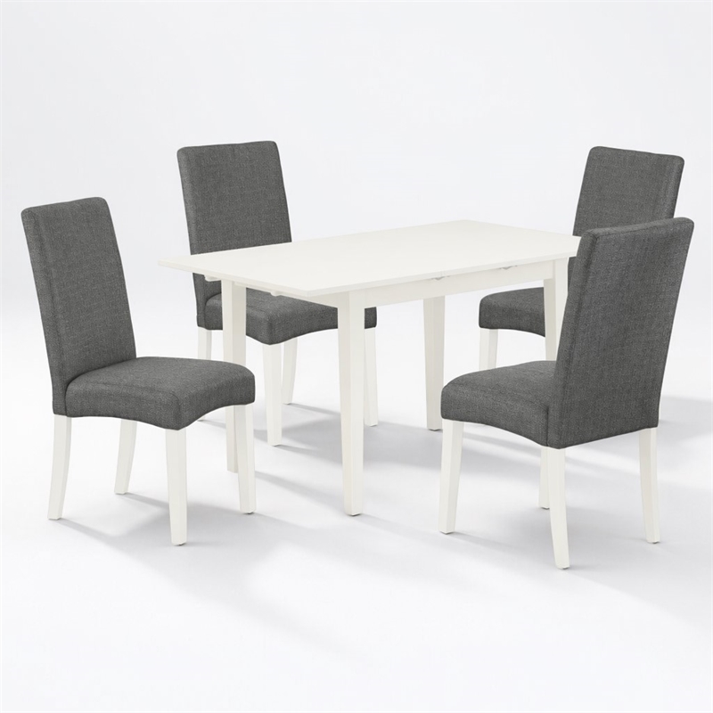 Pemberly Row Rectangular 5-Piece Wood Dining Table Set in Linen White