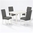 Pemberly Row Rectangular 5-Piece Wood Dining Table Set in Linen White