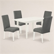 Pemberly Row Rectangular 5-Piece Wood Dining Table Set in Linen White