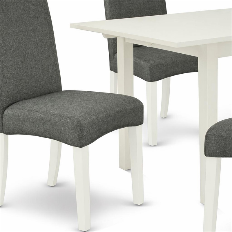Pemberly Row Rectangular 5-Piece Wood Dining Table Set in Linen White