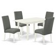 Pemberly Row Rectangular 5-Piece Wood Dining Table Set in Linen White