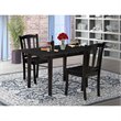 Pemberly Row 3-Piece Wooden Dining Set with Butterfly Leaf in Black