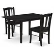 Pemberly Row 3-Piece Wooden Dining Set with Butterfly Leaf in Black