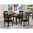 Pemberly Row 5-Piece Wood Dining Set with Black Seat Chairs