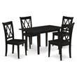 Pemberly Row 5-Piece Wood Dining Set with Black Seat Chairs
