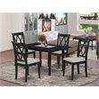 Pemberly Row 5-Piece Wood Dining Set with Linen Seat Chairs in Black