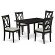 Pemberly Row 5-Piece Wood Dining Set with Linen Seat Chairs in Black