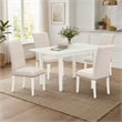 Pemberly Row 5-Piece Wood Dinette Set with Button-Tufted Chairs in White