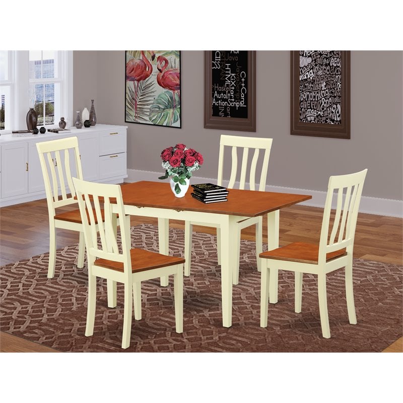 Pemberly Row 5-Piece Wood Dining Set in Buttermilk and Cherry Finish